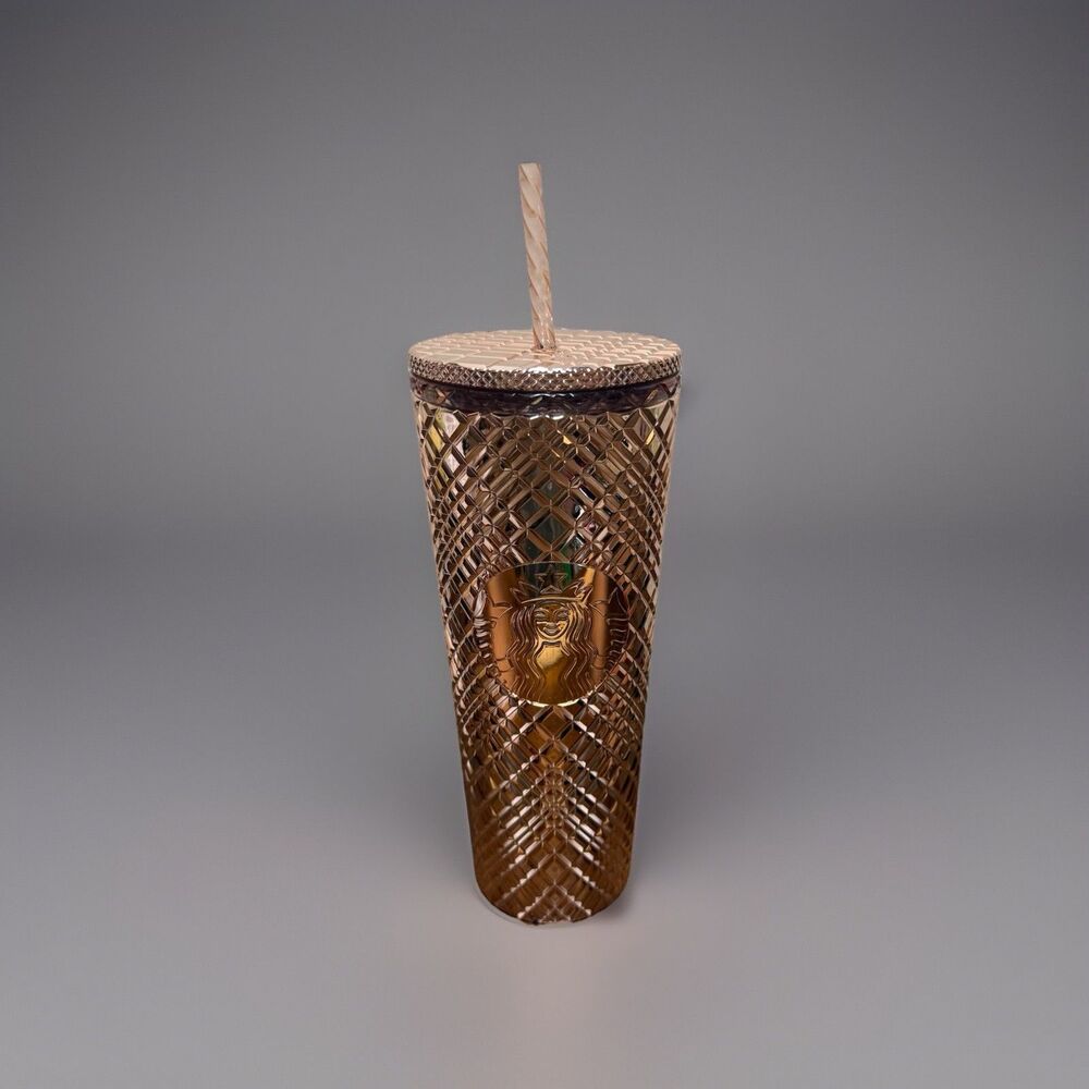 Starbucks 2023 Winter Christmas Holiday Rose Gold Jeweled Venti Tumbler 24oz